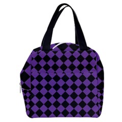 Block Fiesta Black And Imperial Purple Boxy Hand Bag by FashionBoulevard