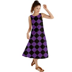 Block Fiesta Black And Imperial Purple Summer Maxi Dress by FashionBoulevard