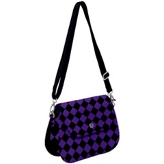 Block Fiesta Black And Imperial Purple Saddle Handbag by FashionBoulevard