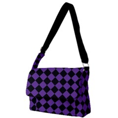 Block Fiesta Black And Imperial Purple Full Print Messenger Bag (l) by FashionBoulevard