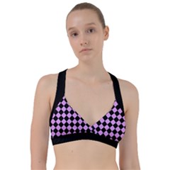 Block Fiesta Black And Lavender Purple Sweetheart Sports Bra by FashionBoulevard