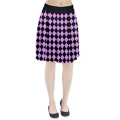 Block Fiesta Black And Lavender Purple Pleated Skirt by FashionBoulevard