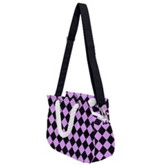 Block Fiesta Black And Lavender Purple Rope Handles Shoulder Strap Bag by FashionBoulevard