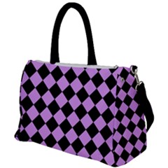 Block Fiesta Black And Lavender Purple Duffel Travel Bag by FashionBoulevard