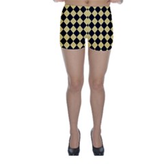 Block Fiesta Black And Mellow Yellow Skinny Shorts by FashionBoulevard