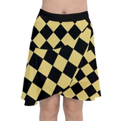 Block Fiesta Black And Mellow Yellow Chiffon Wrap Front Skirt by FashionBoulevard