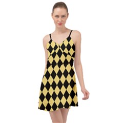 Block Fiesta Black And Mellow Yellow Summer Time Chiffon Dress by FashionBoulevard