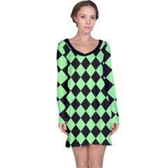 Block Fiesta Black And Mint Green Long Sleeve Nightdress