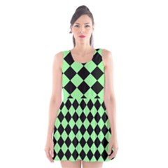 Block Fiesta Black And Mint Green Scoop Neck Skater Dress