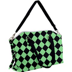 Block Fiesta Black And Mint Green Canvas Crossbody Bag by FashionBoulevard