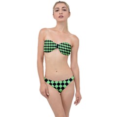 Block Fiesta Black And Mint Green Classic Bandeau Bikini Set