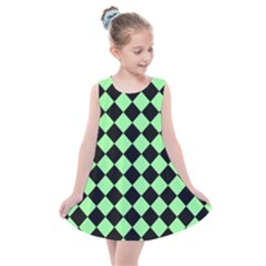 Block Fiesta Black And Mint Green Kids  Summer Dress