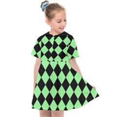 Block Fiesta Black And Mint Green Kids  Sailor Dress