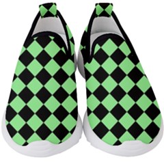 Block Fiesta Black And Mint Green Kids  Slip On Sneakers by FashionBoulevard