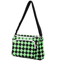 Block Fiesta Black And Mint Green Front Pocket Crossbody Bag