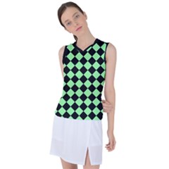 Block Fiesta Black And Mint Green Women s Sleeveless Sports Top