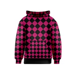 Block Fiesta Black And Peacock Pink Kids  Pullover Hoodie by FashionBoulevard