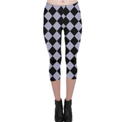 Block Fiesta Black And Silver Grey Capri Leggings 