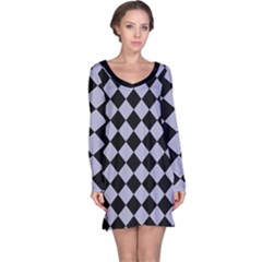 Block Fiesta Black And Silver Grey Long Sleeve Nightdress