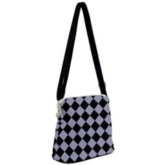 Block Fiesta Black And Silver Grey Zipper Messenger Bag