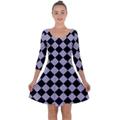 Block Fiesta Black And Silver Grey Quarter Sleeve Skater Dress