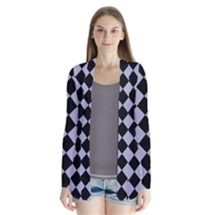 Block Fiesta Black And Silver Grey Drape Collar Cardigan