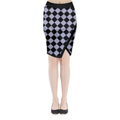 Block Fiesta Black And Silver Grey Midi Wrap Pencil Skirt