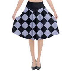 Block Fiesta Black And Silver Grey Flared Midi Skirt