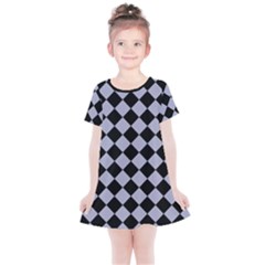 Block Fiesta Black And Silver Grey Kids  Simple Cotton Dress