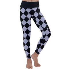 Block Fiesta Black And Silver Grey Kids  Lightweight Velour Classic Yoga Leggings