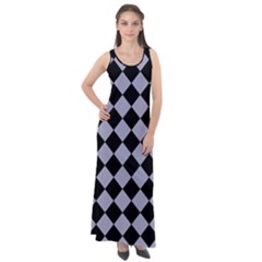 Block Fiesta Black And Silver Grey Sleeveless Velour Maxi Dress