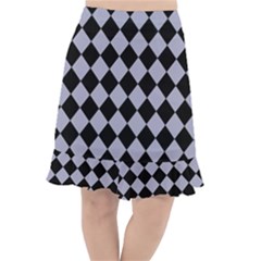 Block Fiesta Black And Silver Grey Fishtail Chiffon Skirt