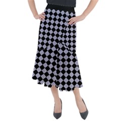 Block Fiesta Black And Silver Grey Midi Mermaid Skirt