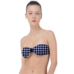 Block Fiesta Black And Silver Grey Classic Bandeau Bikini Top 