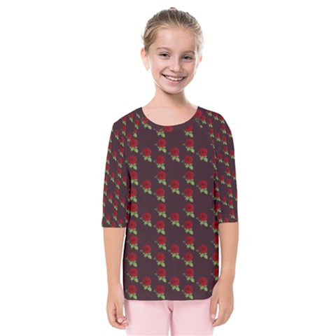 Rose Maroon Kids  Quarter Sleeve Raglan Tee by snowwhitegirl