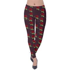 Rose Maroon Velvet Leggings by snowwhitegirl