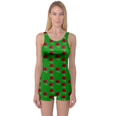 Rose In Green One Piece Boyleg Swimsuit by snowwhitegirl