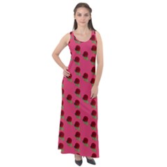 Rose In Mexican Pink Sleeveless Velour Maxi Dress