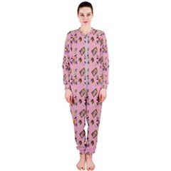 Robin Art Pink Pattern Onepiece Jumpsuit (ladies)  by snowwhitegirl