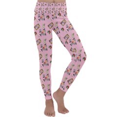 Robin Art Pink Pattern Kids  Lightweight Velour Classic Yoga Leggings by snowwhitegirl