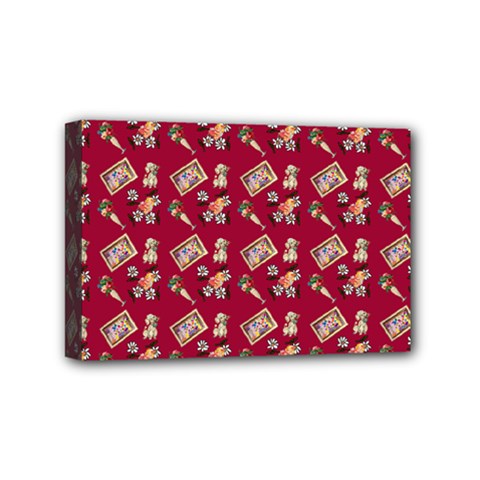 Robin Art Red Pattern Mini Canvas 6  X 4  (stretched) by snowwhitegirl