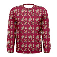 Robin Art Red Pattern Men s Long Sleeve Tee by snowwhitegirl