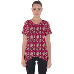 Robin Art Red Pattern Cut Out Side Drop Tee by snowwhitegirl