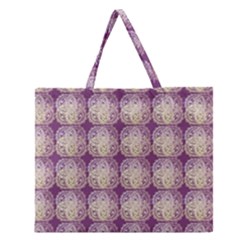 Doily Only Pattern Purple Zipper Large Tote Bag
