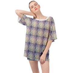 Doily Only Pattern Blue Oversized Chiffon Top by snowwhitegirl