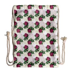 Doily Rose Pattern White Drawstring Bag (large) by snowwhitegirl