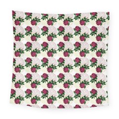Doily Rose Pattern White Square Tapestry (large)