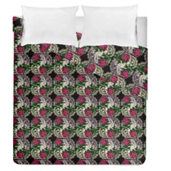 Doily Rose Pattern Black Duvet Cover Double Side (queen Size)