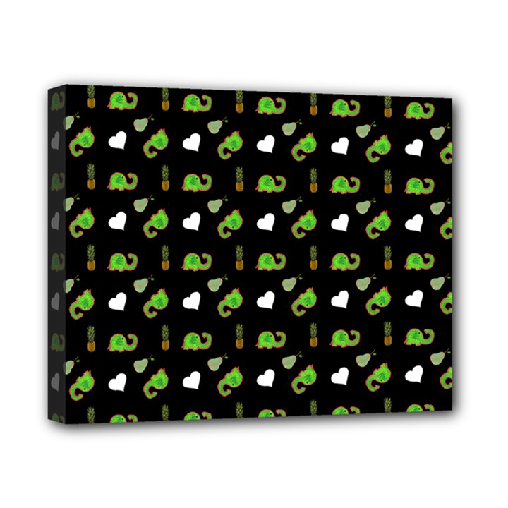 Green Elephant Pattern Canvas 10  x 8  (Stretched)