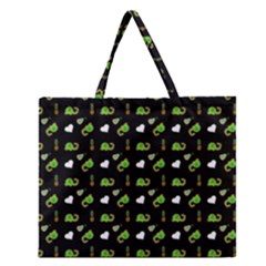 Green Elephant Pattern Zipper Large Tote Bag by snowwhitegirl